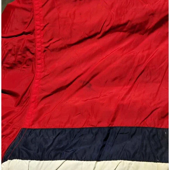VTG Tommy Hilfiger Sailing Jacket Flag 2X Color Block Hood 1/4 Zip Fleece Lined
